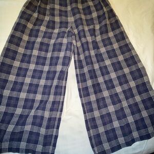 Seventy Checkered Wide-Leg Pants - Blue and White 46